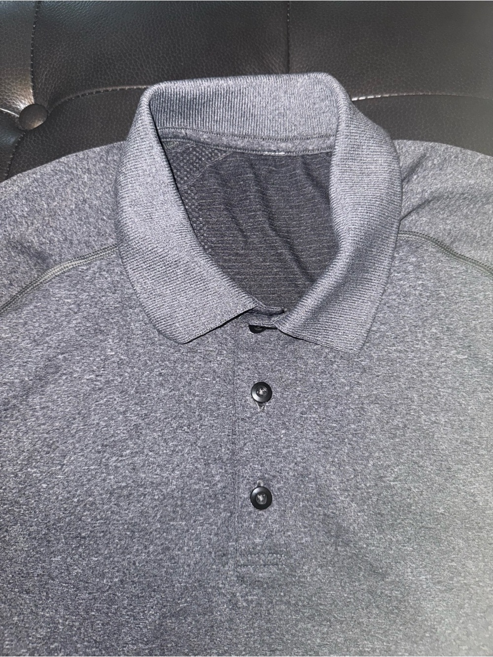 Lululemon Men's Grey Heather Polo Shirt - Classic Short Sleeve